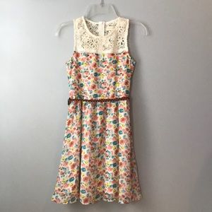 flower dress with beaded belt attached